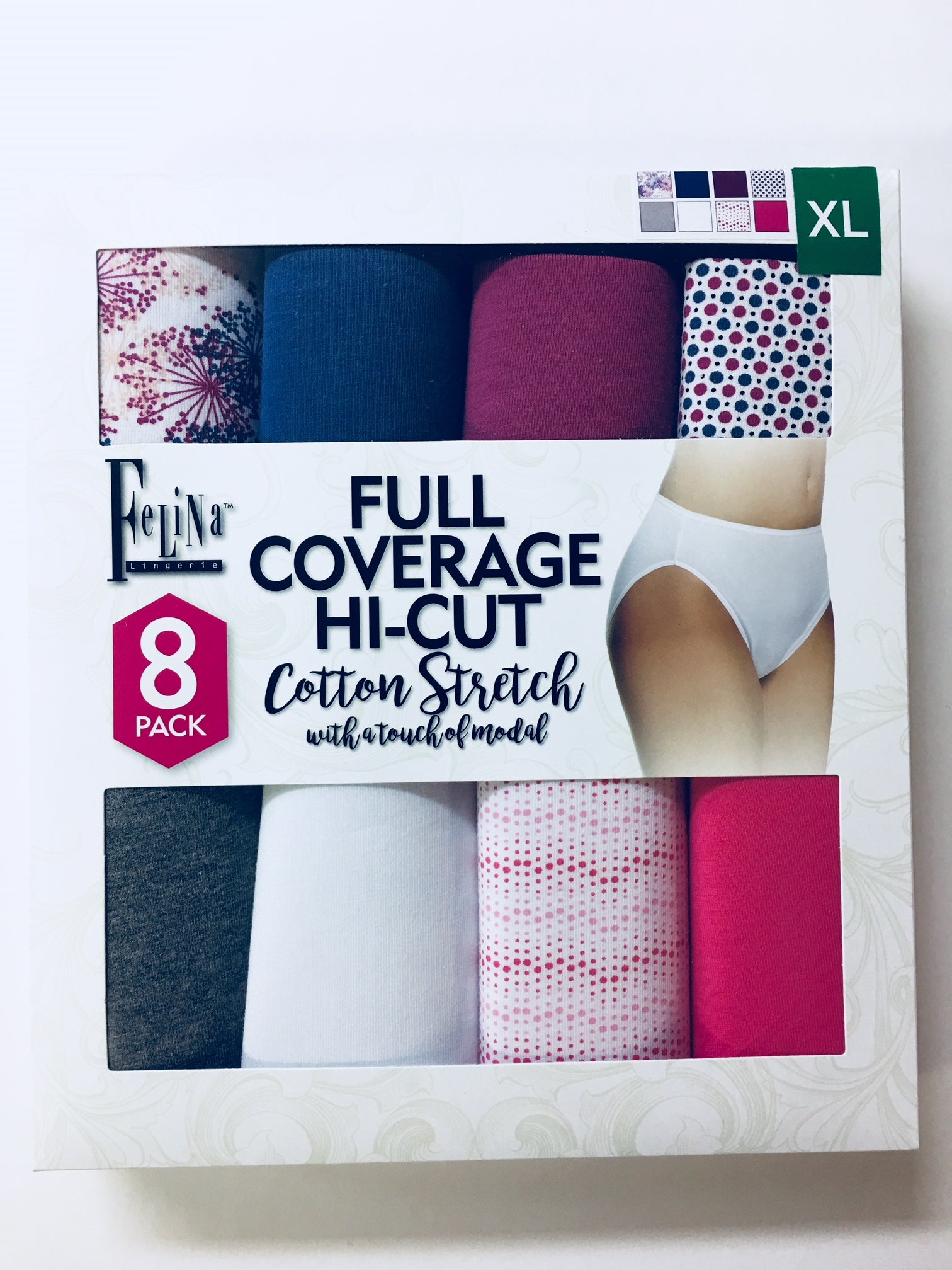 Felina Ladies' Hi-Cut Panty, X-Large (8-pack) - ADDROS.COM